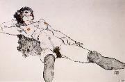 Egon Schiele Recumbent Female Nude with Legs Apart painting